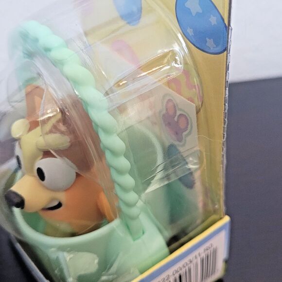 NEW Bluey & Bingo Bunny Basket  3” Figure Set of 2 w Sticker Sheet Green Purple - Picture 8 of 11